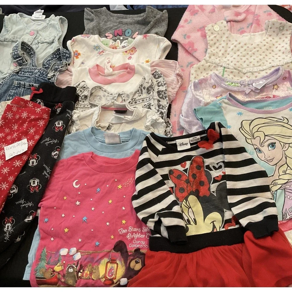 Mixed Brands Outfit Lot Girls 2T Pants Shorts Dresses 20pc Disney Minnie Frozen